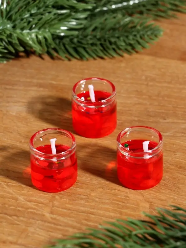 Набор гелевых свечей «Конь. С Новым годом!», 3 шт, красные, 2,5 х2,5 х 2,5 см Набор гелевых свечей «Конь. С Новым годом!», 3 шт, красные, 2,5 х2,5 х 2,5 см