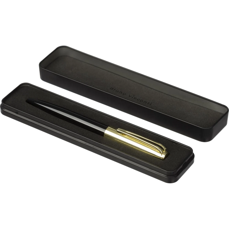 Ручка шариковая NAPOLI 1.0,син,корп.черн-зол/мет.фут.черн,20-0383/08-15