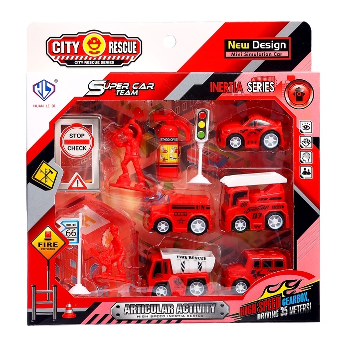 Набор детских машинок «Пожарная служба», инерция, 5 шт., аксессуары Набор детских машинок «Пожарная служба», инерция, 5 шт., аксессуары