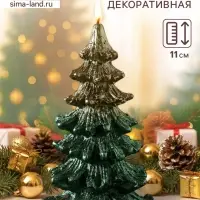 Свеча декоративная &laquo;Ёлочка новогодняя&raquo;, 70&times;110 мм, лак, зелёная