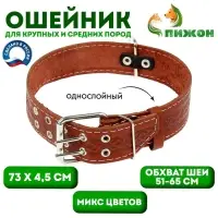 Ошейник однослойный, 73&times;4.5 см, ОШ 51-65 см, кожа, МИКС