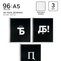 Тетради Calligrata &laquo;Русские иероглифы&raquo;, 3 штуки, 96 листов, на гребне, обложка из мелованного картона
