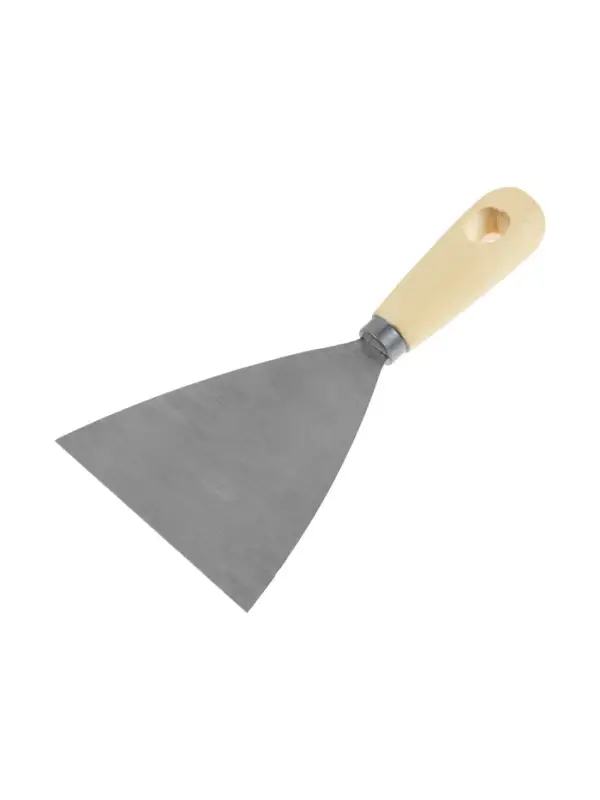 Шпатель малярный ТУНДРА, металлический, деревянная рукоятка, 100 мм