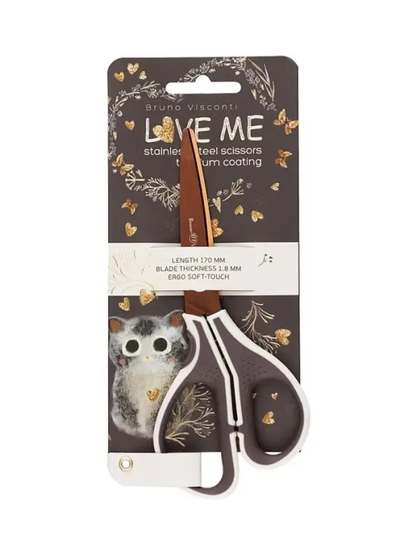 Ножницы 17см BrunoVisconti, Love me.Котенок, зол.лезвие 60-0076