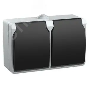 ФОРС Розетка двойная наружная с заземлением с крышкой IP54