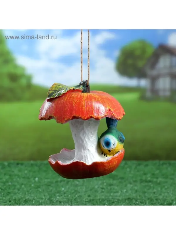 Садовая фигура из полистоуна &laquo;Кормушка-яблоко&raquo;, 13&times;13&times;14 см