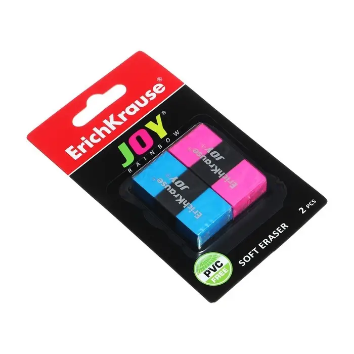 Ластик ErichKrause Joy Rainbow, 2 штуки, блистер Ластик ErichKrause Joy Rainbow, 2 штуки, блистер