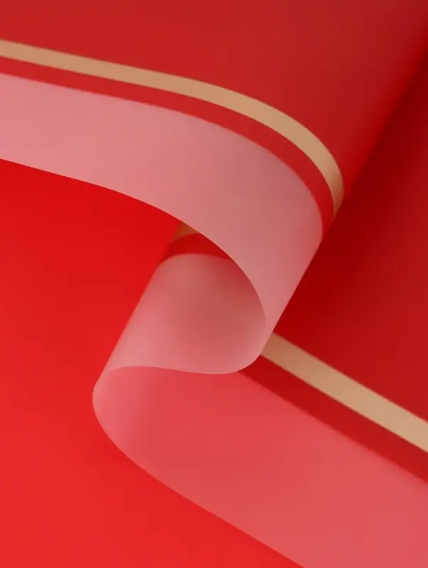 Плёнка для цветов, красный с золотым, 58 см&times;10 м