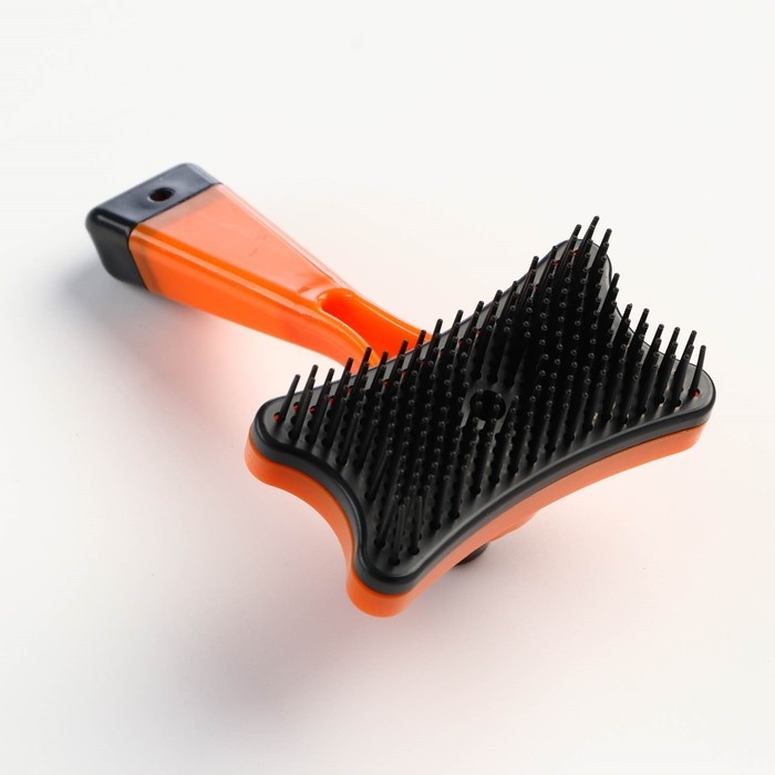 Пуходерка пластиковая Пуходерка пластиковая "Косточка" с самоочисткой, 8,5 х 12,5 см, оранжевая