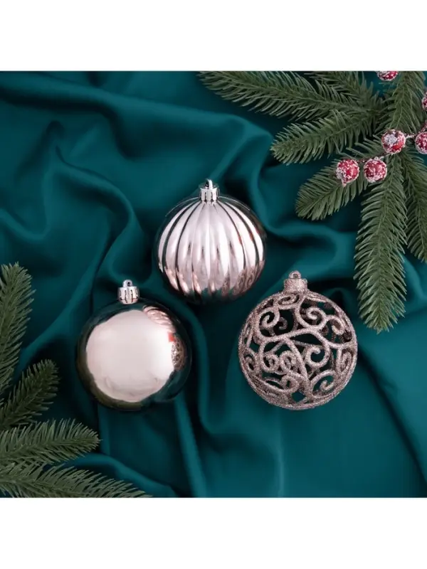 Ёлочные игрушки &laquo;Ажур&raquo;, шары новогодние, d=8 см, набор 8 шт.