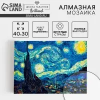 Алмазная мозаика с полным заполнением на холсте &laquo;Звёздная ночь&raquo;, 30&times;40 см