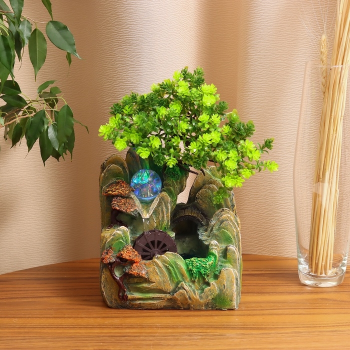 Фонтан Фонтан "Каменный склон под деревом" 29х16 см (с подсветкой)