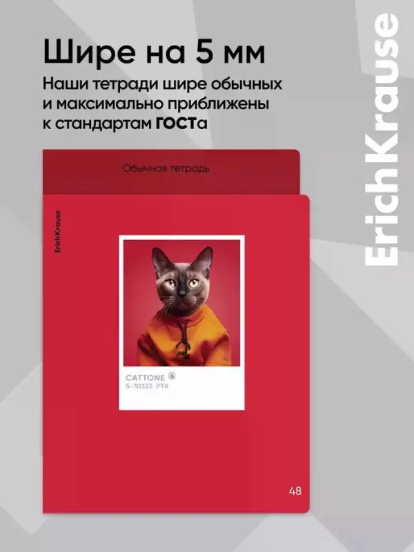 Тетрадь 48 листов в клетку, ErichKrause CatTone, 60 г/м&sup2;, МИКС