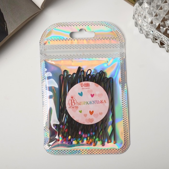 Невидимка для волос  Невидимка для волос "Классика люкс" (набор 24 шт) цветные кончики, 5 см