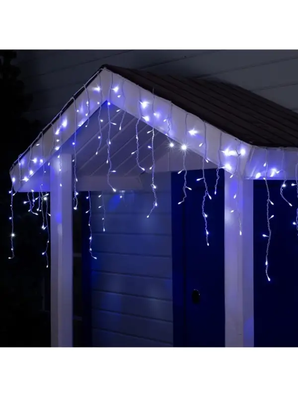 Гирлянда &laquo;Бахрома&raquo; 4&times;0.6 м, IP44, белая нить, 180 LED, свечение бело-синее, мигание, 220 В