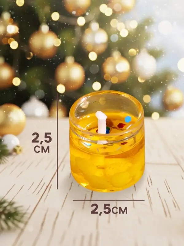 Свечи гелевые &laquo;Счастливого Нового года&raquo;, 3 шт., золотые, 2.5&times;2.5&times;2.5 см