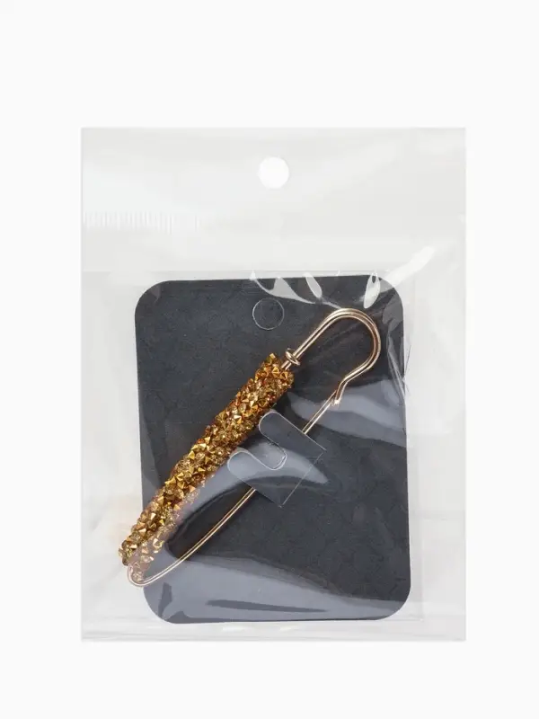 Булавка &laquo;Вечеринка&raquo;, стразы, 7 см, цвет золото