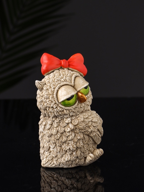 Набор фигур Набор фигур "4 совы на подносе" размер 20х10х10 см, бежевый