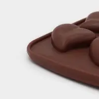 Форма для конфет и шоколада Доляна &laquo;Сердца&raquo;, силикон, 21.5&times;10.5&times;1.8 см, 15 ячеек (3&times;3 см), коричневая