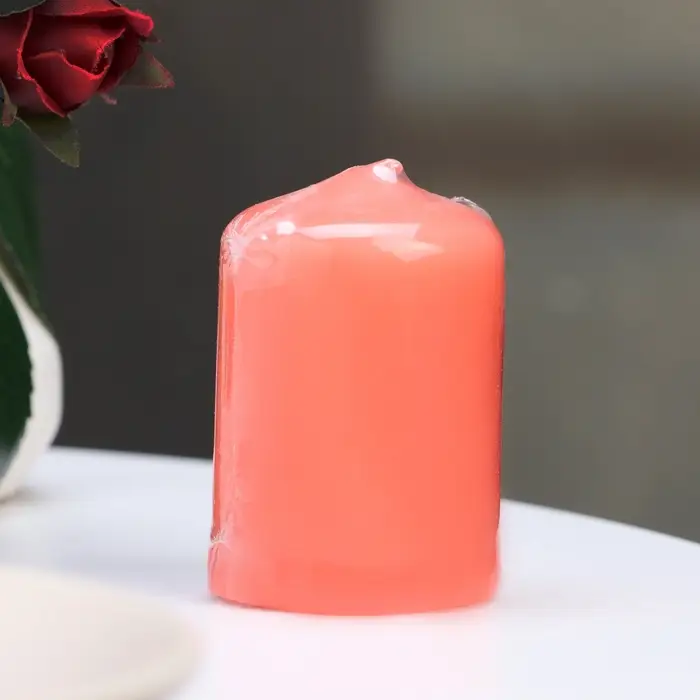 Свеча - цилиндр, 4×6 см, 9 ч, лососёвая