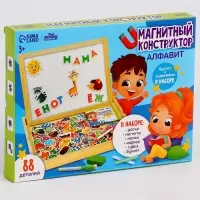 Конструктор магнитный Лесная мастерская &laquo;Алфавит&raquo;, 88 деталей