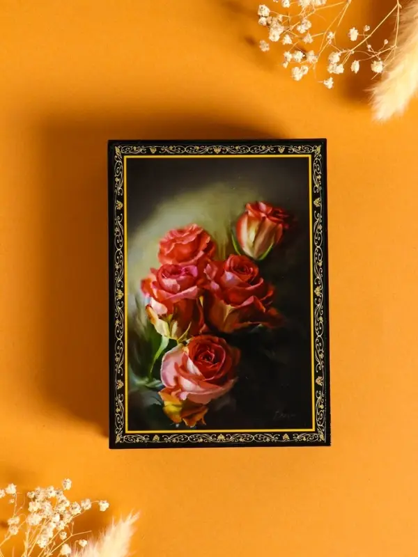 Шкатулка «Розы», 10×14 см, лаковая миниатюра