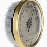 Термометр механический, настенный, d=7.2 см, золотая рамка