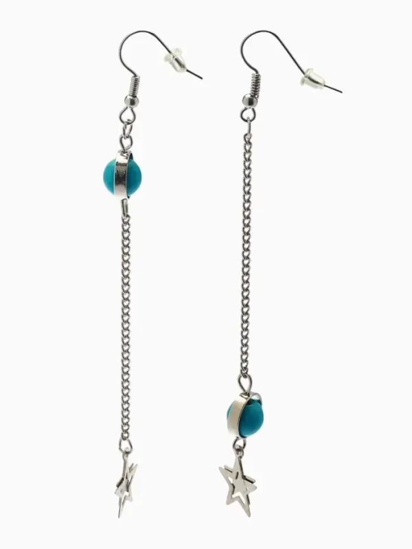 Серьги под натуральный камень &laquo;Звёзды&raquo;, бирюза, голубые в серебре