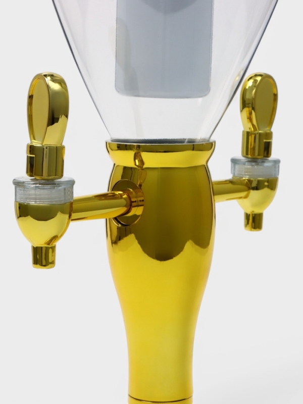 Башня пивная VaviloneDouble, 3 л, ёмкость для льда, подсветка, пластик, золотистая Башня пивная VaviloneDouble, 3 л, ёмкость для льда, подсветка, пластик, золотистая