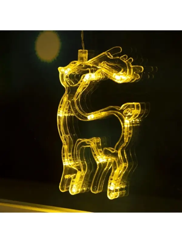 Гирлянда &laquo;Бахрома&raquo; 2.4&times;0.9 м с насадками &laquo;Олень&raquo;, IP20, прозрачная нить, 138 LED, свечение тёплое белое, 8 режимов, 220 В