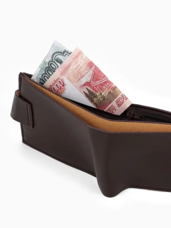 Портмоне мужское на магните, отдел для карт, купюр, коричневый