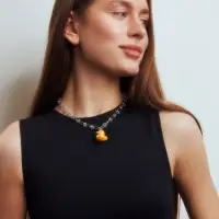 Цепь с кулоном &laquo;Утка&raquo;, узел, жёлтый в серебре, L=40 см