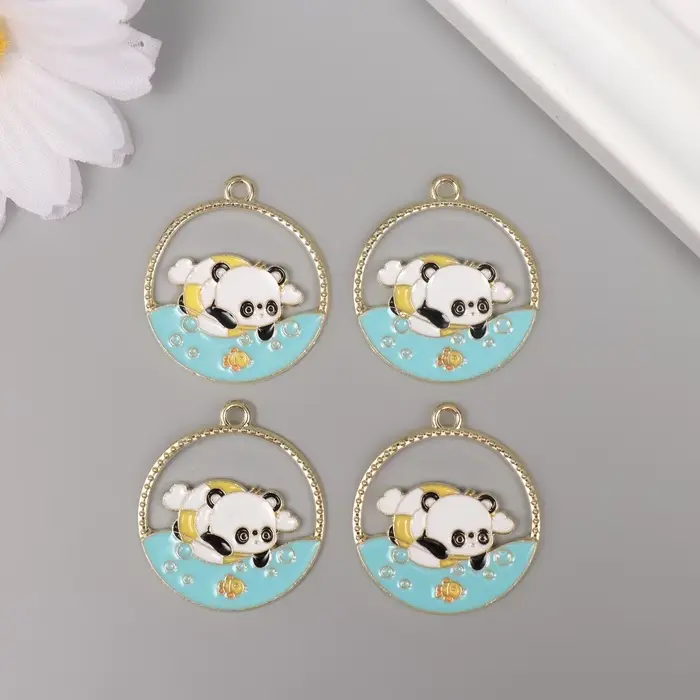 Декор для творчества металл, эмаль Декор для творчества металл, эмаль "Пандочка в море" 2,8х2,5 см