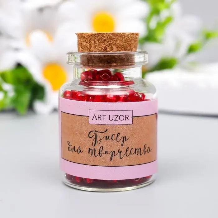 Бисер круглый 6/0 в бутылочке  Бисер круглый 6/0 в бутылочке "Красный" прозрачно-цветной 20 гр