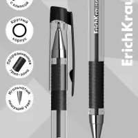 Ручка шариковая ErichKrause. ULTRA-30, чёрный стержень, игольчатый узел 0.7 мм, резиновый упор