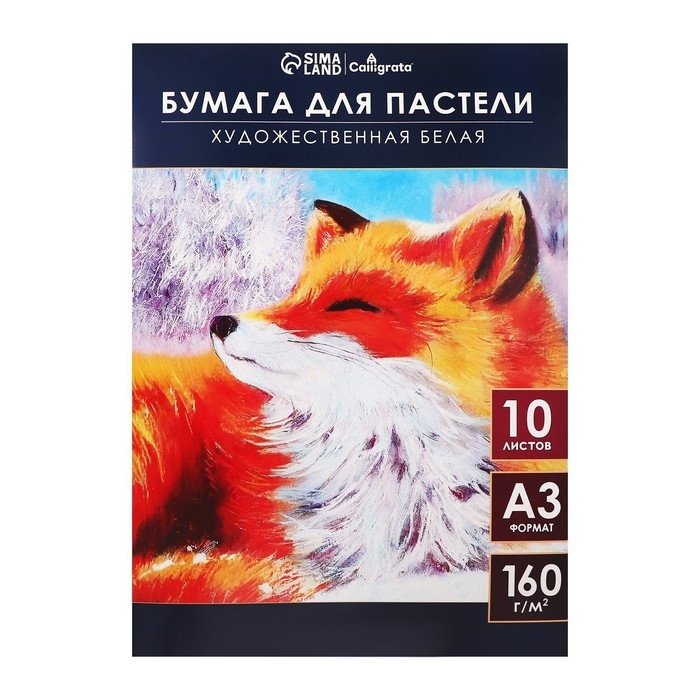Бумага для пастели А3, 10 листов  Бумага для пастели А3, 10 листов "Лиса", блок 160г/м2, в папке