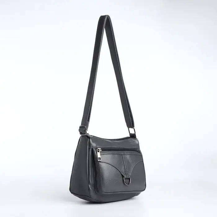 Сумка женская кросс-боди на молнии, 28&times;8.5&times;15 см, серая