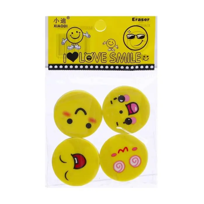 Набор ластиков фигурных Calligrata Набор ластиков фигурных Calligrata "Смайлы", 4 штуки, в блистере, МИКС