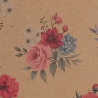 Бумага упаковочная, крафт &laquo;Пионы&raquo;, 70&times;100 см, 1 лист
