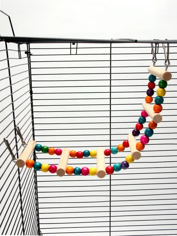 Игрушка для птиц &laquo;Лесенка с бусинами&raquo; 6 ступеней, 37 см, цвет МИКС