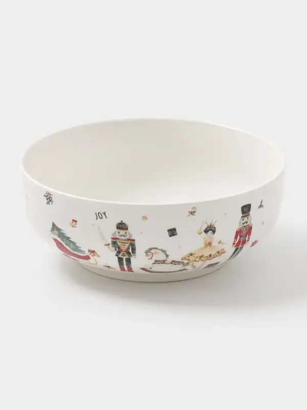 Салатник новогодний Доляна «Щелкунчик», 580 мл, 15.5×6 см, доломит, белый