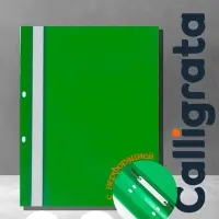 Папка-скоросшиватель Calligrata, А4, 180 мкм, зелёная, прозрачный верх, с перфорацией