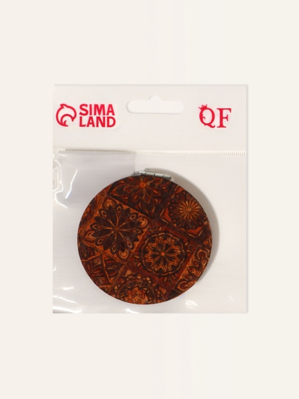 Зеркало складное «Орнамент», d = 7,2 см, с увеличением, цвет коричневый