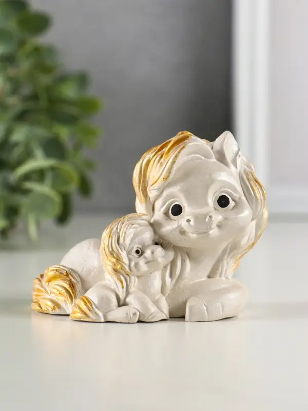 Фигура гипс Фигура гипс "Пони мама" 9х7х6 см, перламутр