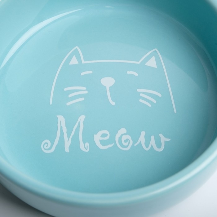 Миска керамическая  Миска керамическая "Meow" 300 мл, 13,4 x 4 cм, голубая