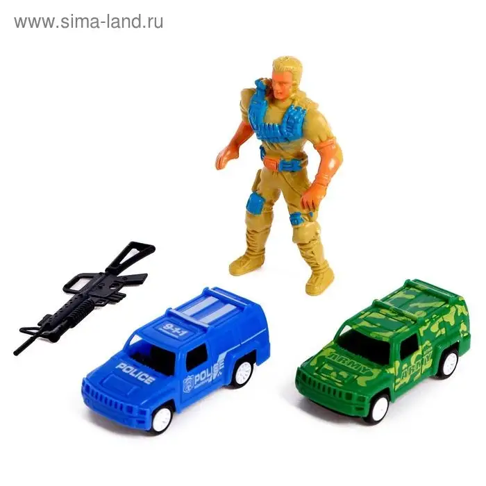 Набор игровой «День Победы», 2 машинки и 1 солдат, инерция, МИКС Набор игровой «День Победы», 2 машинки и 1 солдат, инерция, МИКС