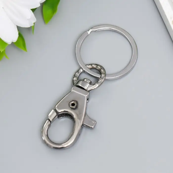 Брелок металл Брелок металл "Карабин с плоским кольцом" серебро 3х7,5 см