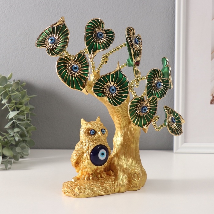 Сувенир от сглаза Сувенир от сглаза "Дерево с цветами-сердечками, с совой" 7х13х22,5 см