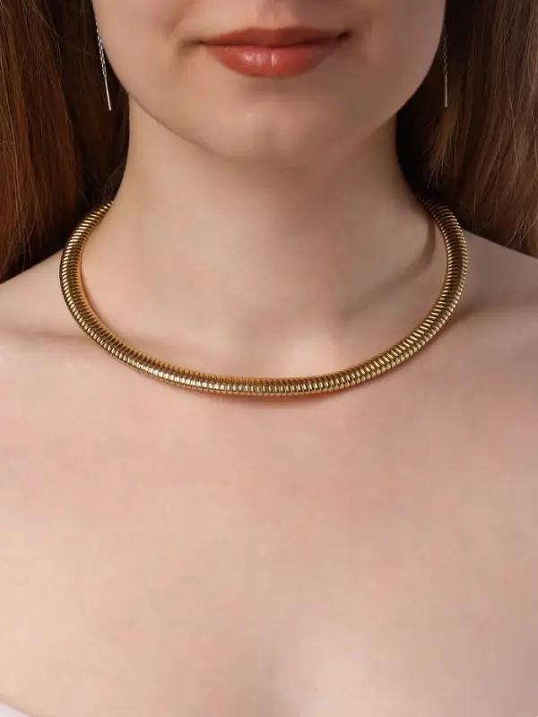 Чокер &laquo;Рельеф&raquo;, узкий, 1 см, цвет золото, 47.5 см