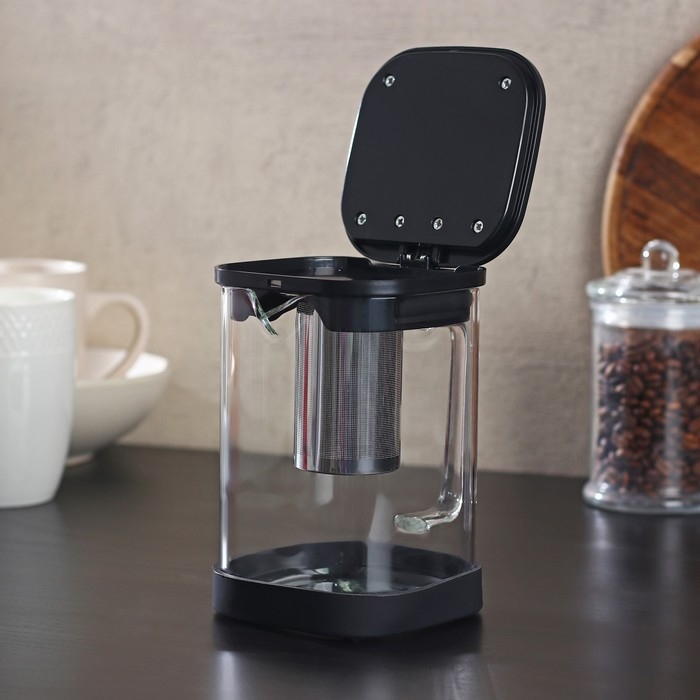 Чайник стеклянный заварочный «Хюгге», 1 л, с металлическим ситом Чайник стеклянный заварочный «Хюгге», 1 л, с металлическим ситом